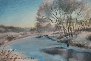"река Снежедь у д. Бежин Луг", бумага пастель, 60х80, 2008